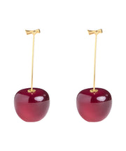 Cute Orange Alloy Acrylic Cherry Drop Earrings