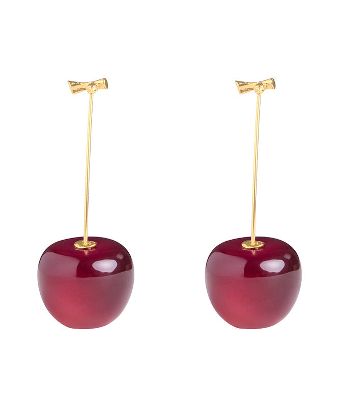 Cute Orange Alloy Acrylic Cherry Drop Earrings