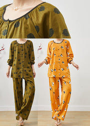 Cute Orange Panda Print Cotton Two Pieces Set Fall