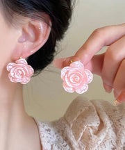 Cute Pink Acrylic Rose Stud Earrings