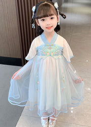 Cute Pink Embroideried Wrinkled Patchwork Tulle Baby Girls Dress Summer