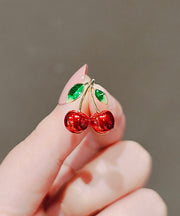 Cute Red Alloy Painting Oil Cherry Brooches