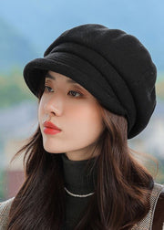 Cute Style Khaki Wrinkled Patchwork Beret Hat