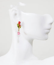 Cute Style Tulips Metal Crystal Drop Earrings