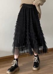 DIY Black Patchwork Tulle A Line Skirts Spring