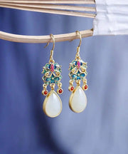 DIY Blue Cloisonne Jade Agate Drop Earrings