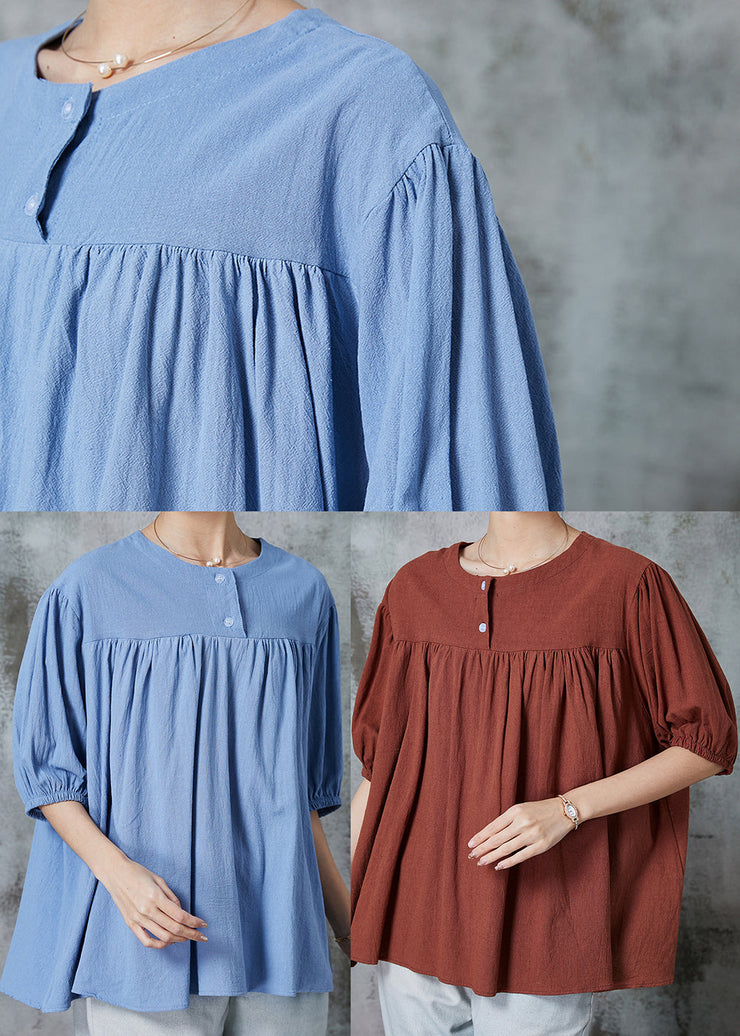 DIY Blue Oversized Cotton Shirt Tops Summer