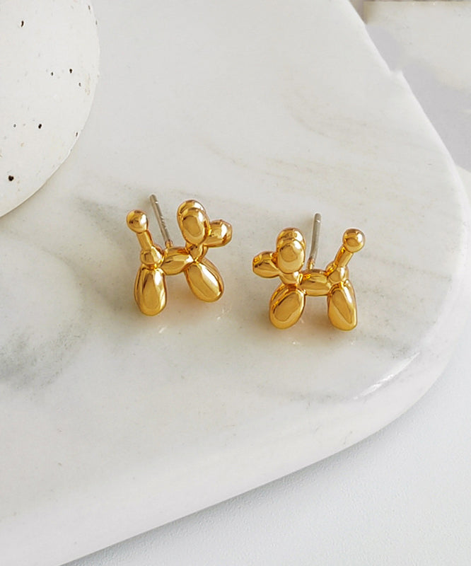 DIY Gold Plated Little Dog Stud Earrings