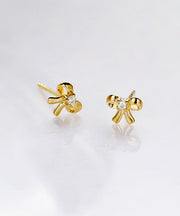 DIY Gold Silver Overgild Bow Stud Earrings