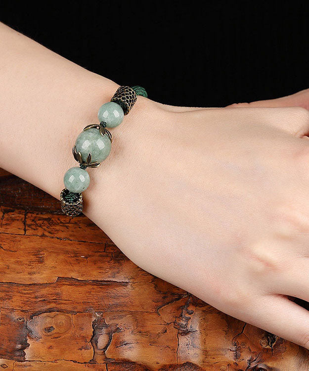 DIY Green Alloy Pearl Charm Bracelet