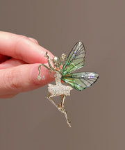 DIY Green Alloy Zircon Belle Butterfly Brooches