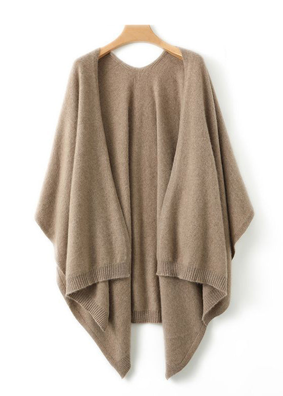 DIY Khaki Oversized Knit Shawl Cardigans Spring