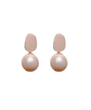 DIY Light Pink Sterling Silver Alloy Pearl Drop Earrings