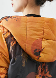 DIY Orange Tie Dye Chinese Button Duck Down Winter Coats