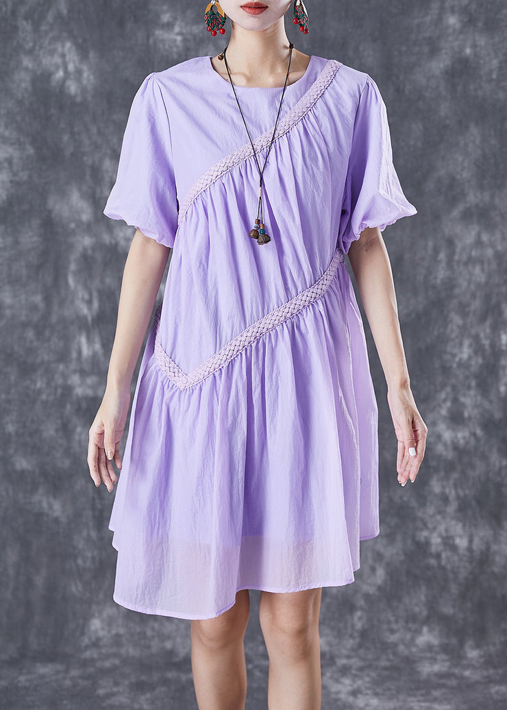 DIY Purple Asymmetrical Patchwork Wrinkled Maxi Dresses Summer