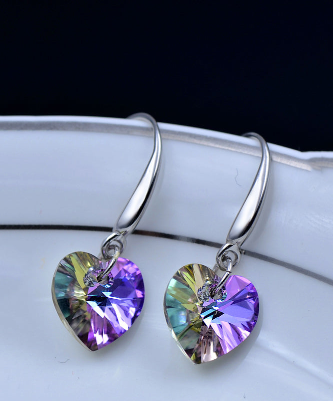 DIY Purple Love Crystal Drop Earrings