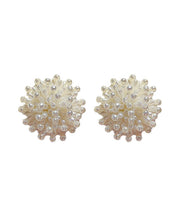 DIY White Alloy Pearl Fireworks Stud Earrings