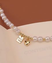 DIY White Alloy Pearl Oil Drip Love Charm Bracelet