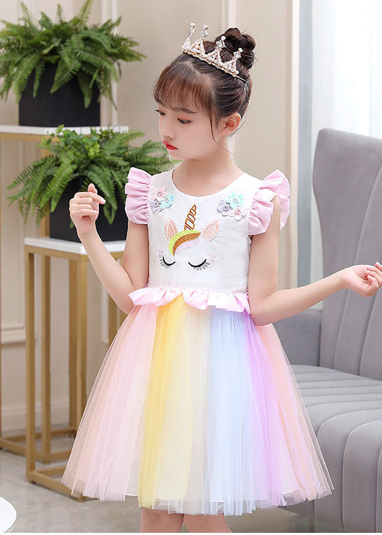 DIY White Embroideried Patchwork Ruffled Cotton Baby Girls Dresses Butterfly Sleeve