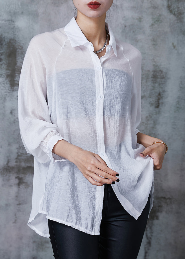 DIY White Oversized Cotton UPF 50+ Shirt Summer