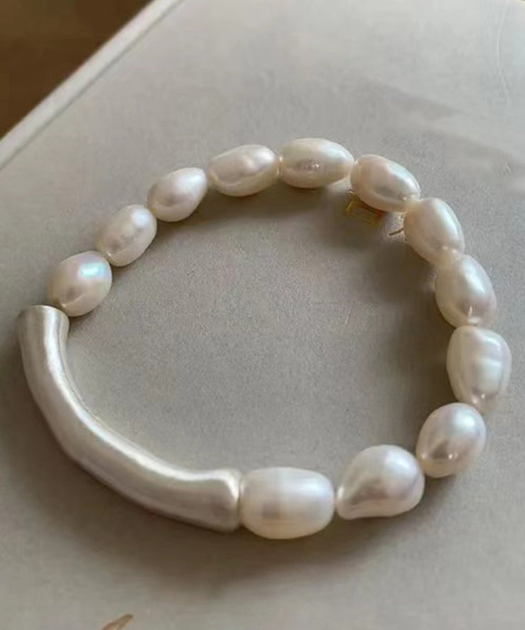 DIY White Sterling Silver Pearl Bracelet