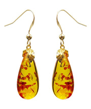 DIY Yellow 14K Gold Amber Water Drop Drop Earrings