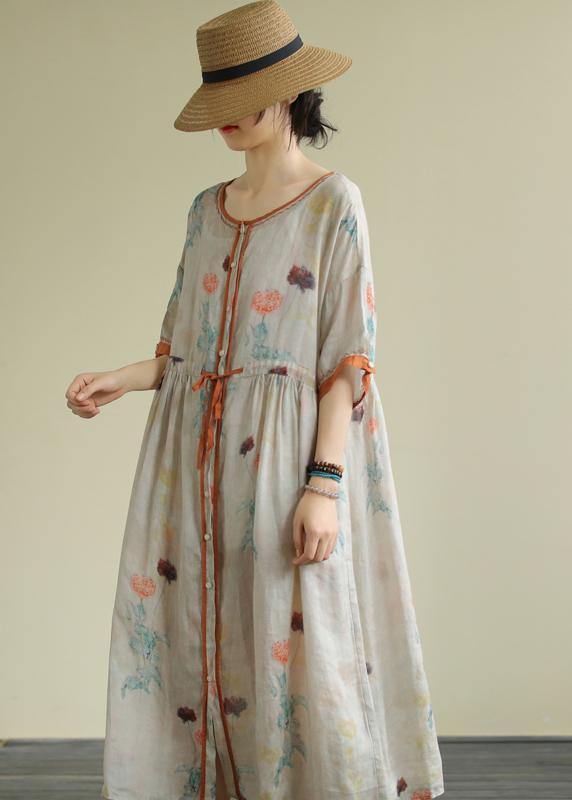 Diy Orange Chiffon Long Shirts O Neck Drawstring Robe Summer Dresses