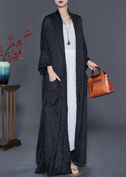 Diy Black Oversized Black Side Open Spandex Long Cardigan Fall