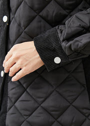 Diy Black Oversized Patchwork Fine Cotton Filled Witner Jacket