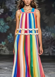 Diy Rainbow Ruffled Striped Chiffon Holiday Dress Summer