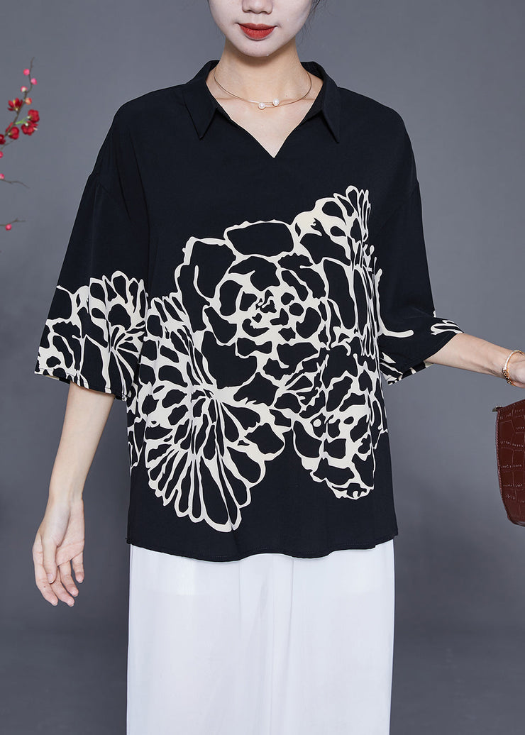 Diy White Print Oversized Chiffon Shirt Top Half Sleeve