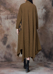 Dull Green Patchwork Cotton Loose Coat Asymmetrical Spring