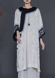 Elegant Apricot Oversized Jacquard Silk Oriental Dress Summer