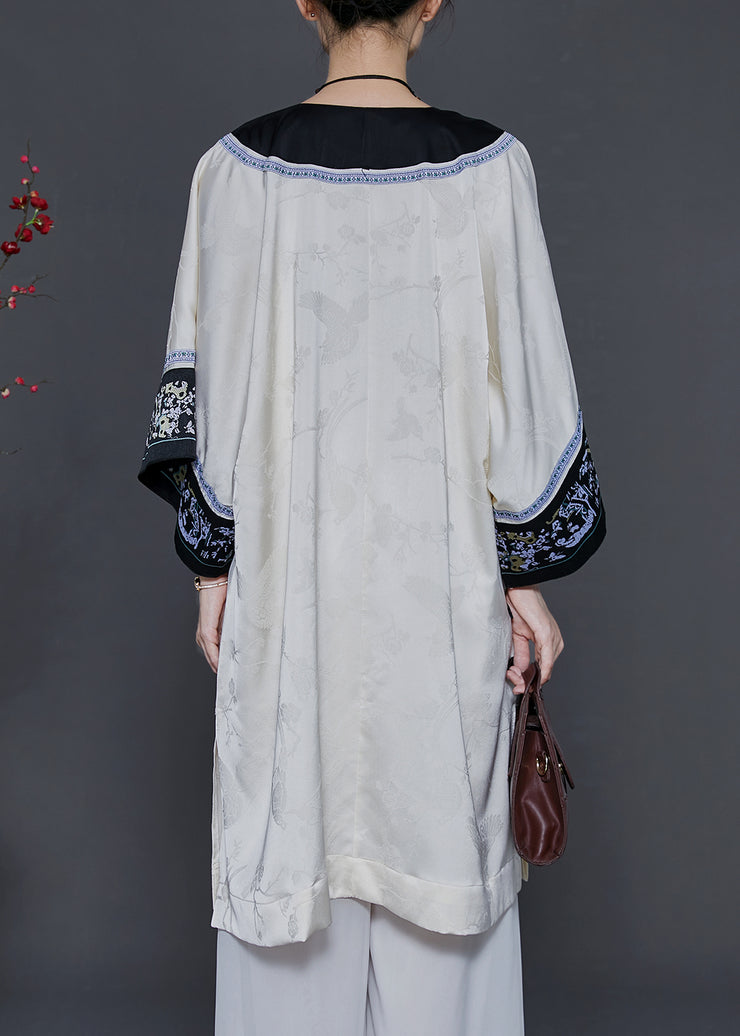 Elegant Apricot Oversized Jacquard Silk Oriental Dress Summer