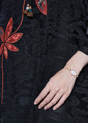 Elegant Black Embroideried Jacquard Silk Dress Bracelet Sleeve