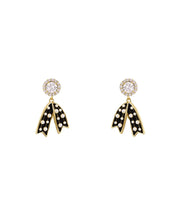 Elegant Black Sterling Silver Zircon Pearl Tassel Drop Earrings