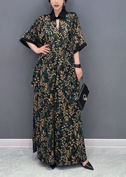 Elegant Blackish Green Oversized Print Chiffon Two Pieces Set Summer