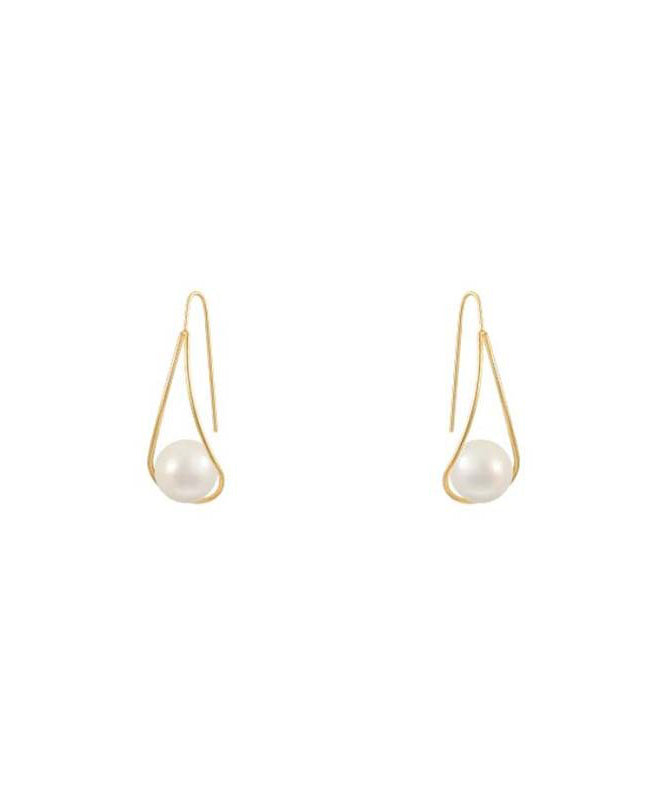 Elegant Copper Overgild Pearl Drop Earrings