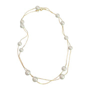 Elegant Gold Alloy Double Layered Pearl Necklace