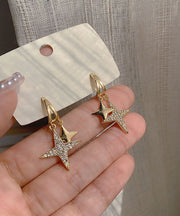 Elegant Gold Alloy Zircon LittleStar Drop Earrings