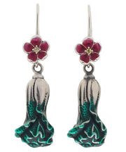 Elegant Green Sterling Silver Cabbage Drop Earrings