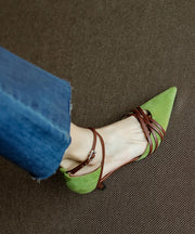 Elegant Green Suede High Heel Sandals Cross Strap