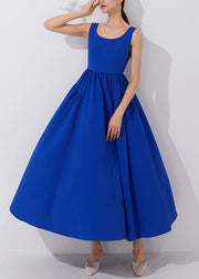 Elegant Klein Blue Solid High Waist Dress Sleeveless