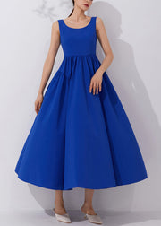 Elegant Klein Blue Solid High Waist Dress Sleeveless