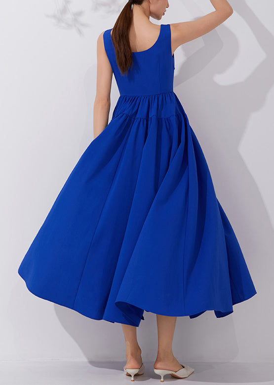 Elegant Klein Blue Solid High Waist Dress Sleeveless