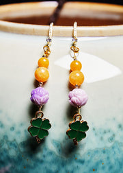 Elegant Lotus Flower Beeswax Gilding Drop Earrings