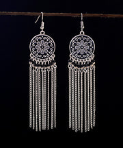 Elegant Mulberry Overgild Tassel Floral Drop Earrings