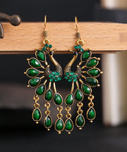 Elegant Multi Colour Peacock Zircon Copper Drop Earrings