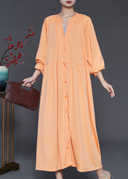 Elegant Orange Oversized Chiffon Holiday Dresses Lantern Sleeve