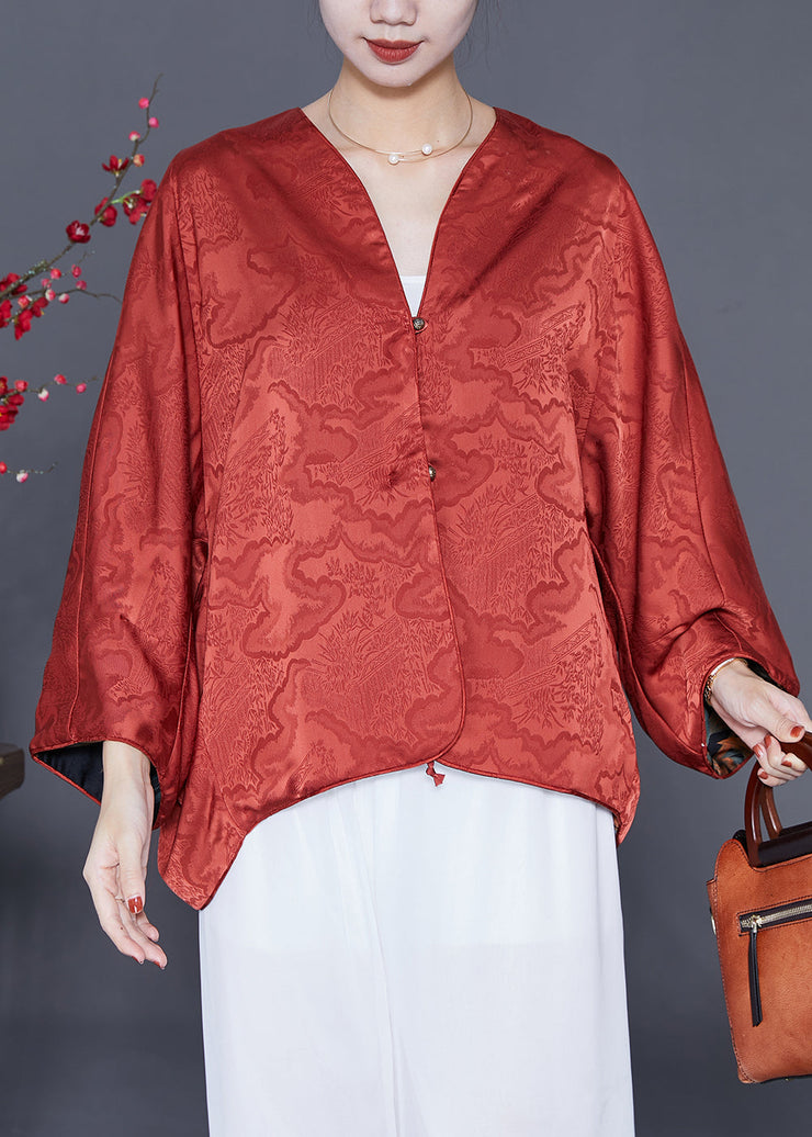 Elegant Orange Oversized Wear On Both Sides Silk Cardigans Summer